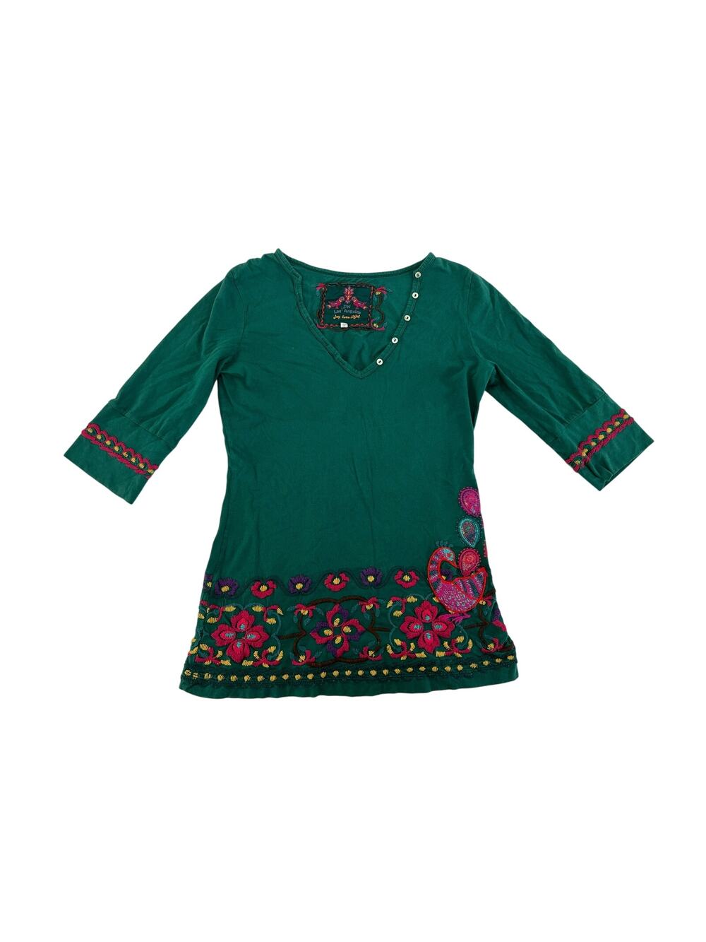 Johnny Was Floral Embroidered Blouse Womens Size Small Boho Peasant